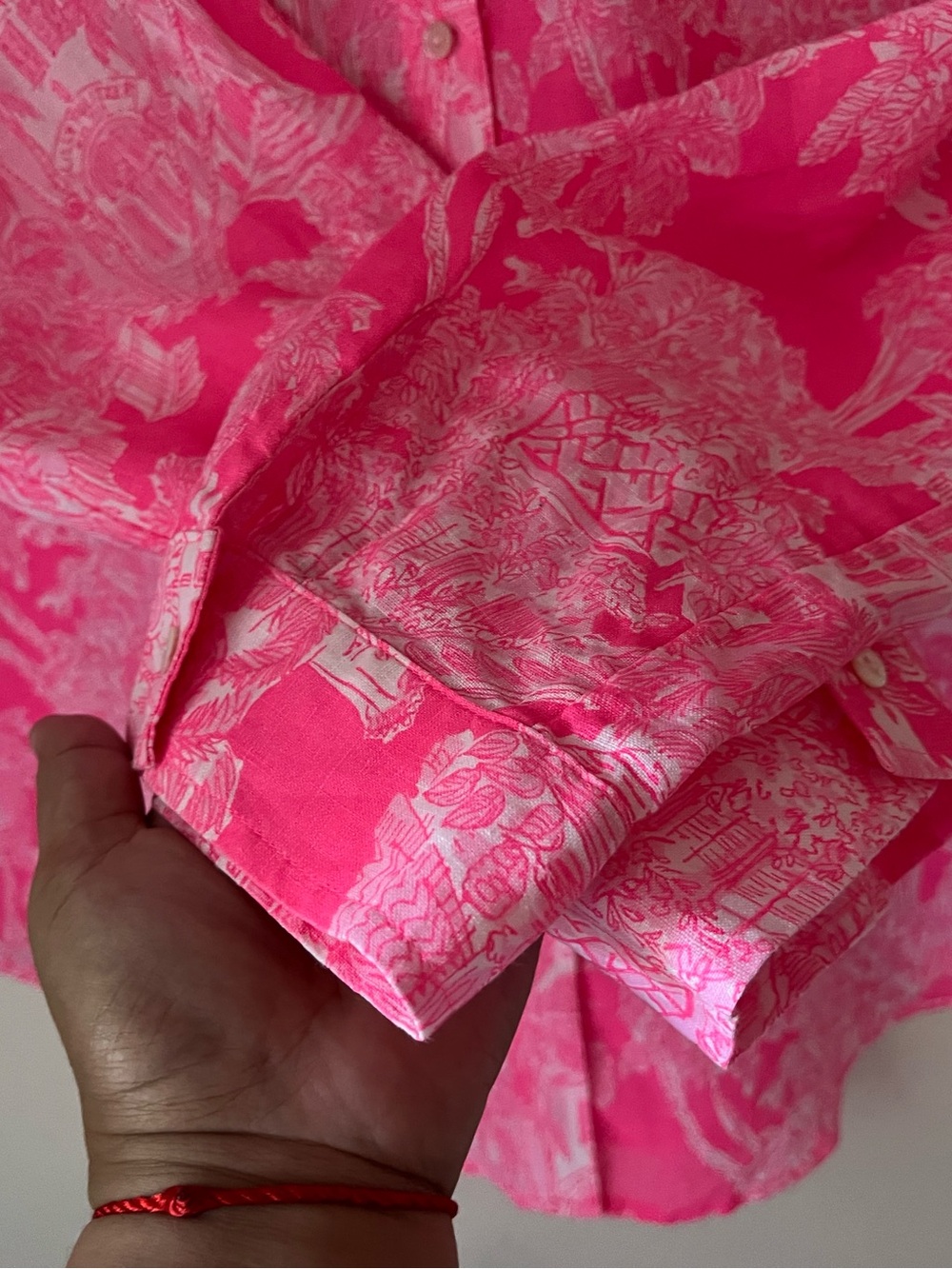 Lilly Pulitzer Sea View Linen Button Down Shirt Size XL in Roxie Pink - Picture 6 of 13